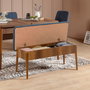 Hanah Home Vina 1048 - Juego de mesa extensible, sillas y banco en Nogal y Azul Oscuro